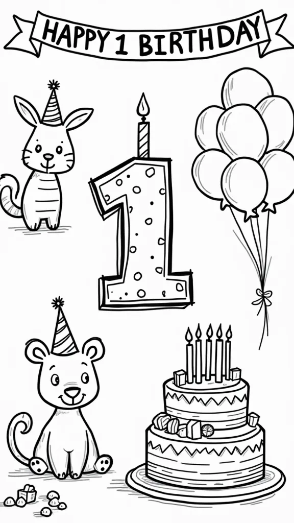 1st birthday coloring pages